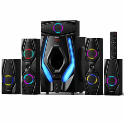 Bobtot Heimkino-System mit Surround-Sound-Lautsprechern, 1200 Watt | 10" Subwoofer, 5.1 Soundsystem mit Umgebungslicht, tiefen Bässen, ARC, optischem Bluetooth-AUX-Karaoke-Eingang für Fernseher Angebot bei HelloDeals