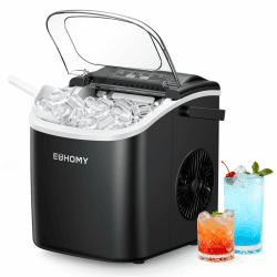 EUHOMY Eiswürfelmaschine Klein, 12KG Eiswürfelbereiter Ice Maker, 9 Würfel in 6 Minuten fertig, Schwarz Eiswürfelmaschine mit Tragbarem Griff, 12KG/24H, Selbstreinigendes Eiswürfelmaschinen DE-IM06D Angebot bei HelloDeals