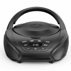Gueray Tragbarer CD-Player Boombox Kompakt-Radio mit Stereo-Lautsprechern UKW-Radio 3,5-mm-AUX-Eingang, Kopfhöreranschluss und LCD-Display für Innenräume Outdoor Reisen & Hörbücher (Schwarz) Angebot bei HelloDeals
