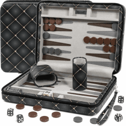Magnetisches Reise-Backgammon-Set für Erwachsene – Hochwertiges PU-Leder Backgammon-Brettspiel für Erwachsene und Kinder – 24 cm Geschenk für Männer – Backgammons-Brett im PU-Leder-Etui Angebot bei HelloDeals