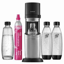SodaStream DUO Wassersprudler - 4x 1L Sprudlerflaschen & CO2-Zylinder Family Pack (4 Flaschen + 1 Zylinder) Schwarz/Titan Angebot bei HelloDeals