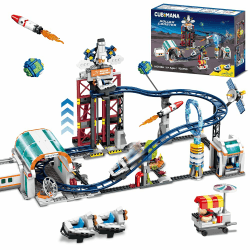 CUBIMANA Weltraum-Achterbahn-Bausätze Kinder Jungen im Alter von 8–12Jahren | Achterbahn-Bauspielzeug mit Rakete, Hebebühne, Satelliten, 926 PCS Weltraum-Abenteuerpark, Geburtstagsgeschenke für Kinder Angebot bei HelloDeals