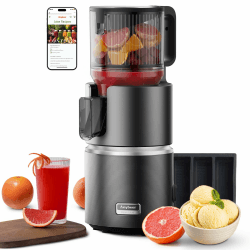 Anybear 350W Kaltpress-Entsafter für Saft, Sorbet & Nussmilch, BPA-frei | 124mm Einfüllstutzen f. Obst & Gemüse, Dual Slow-Squeeze, Hochmomentmotor, BPA-frei Tritan, 3-Step-Clean, 5 J. Garantie. Dunkelgrau Angebot bei HelloDeals