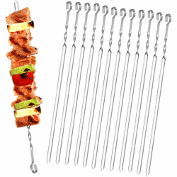 Homealexa 20 Stücke Grillspieße, Grill Kabob Spieße 37,5cm Edelstahl Lange Spieße Schaschlikspieße Fleischspieße für Lagerfeuer oder Grillschale Angebot bei HelloDeals
