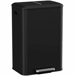 LIFERUN Mülleimer 40l, Abfalleimer Küche mit Inneneimer,Schwarz | mit Deckel Softclose, Tretmülleimer aus Stahl, für Büro, Großfamilie, Single-Wohnung, Studentenzimmer Angebot bei HelloDeals