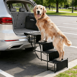 Hundetreppe Auto Klappbar – Leicht & Verstellbar 53–81 cm für SUV & Kombi – Hunderampe Alternative für Große Hunde – Gelenkschonende Einstiegshilfe – Geschlossene Stufen & Anti-Rutsch – Bis 65 kg 4 Angebot bei HelloDeals