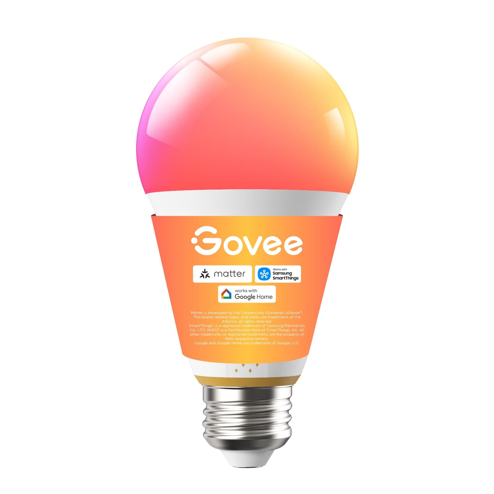 Govee E27 LED Smart Glühbirne, 1600 Lumen RGBWW, A21 dimmbar, 1 Stück | Kompatibel mit Matter, Alexa, Google & SmartThings, 64+ Szenen, Musik-Synchronisierung, CRI 90 Farbwiedergabe Angebot bei HelloDeals
