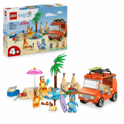 LEGO Bluey: Blueys Strandausflug - Spielzeug mit 3 Minifiguren inkl. Bingo & Chilli, Plus 2 Surfbretter, Sandburg & lustiges Zubehör - Geschenk zum Geburtstag für Mädchen & Jungen ab 4 Jahren - 11202 Bluey's Beach & Family Car Trip 11202 Angebot bei HelloDeals