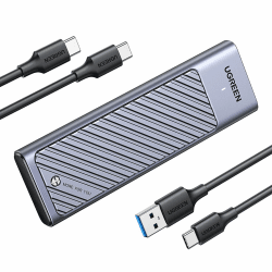 UGREEN 10Gbps USB 3.2 GEN 2 NVMe SATA M2 SSD Gehäuse | 10Gbps Aluminium M2 Gehäuse mit Kühlkissen für NVMe SSD und SATA von M-Key/M+B Key, kompatibel mit 970 EVO Plus, Mac mini m4 Angebot bei HelloDeals
