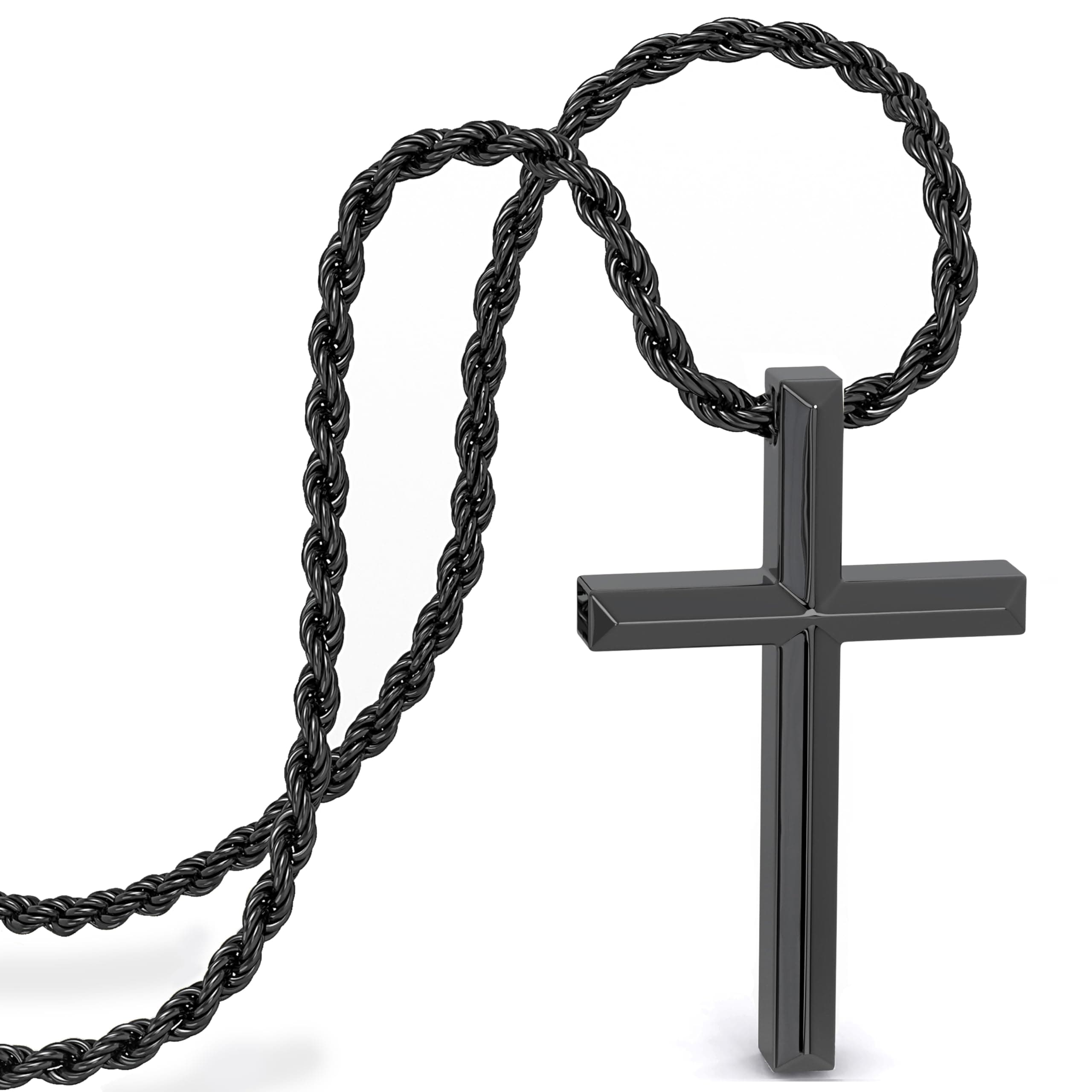 SERASAR Premium Halskette Herren [Divine] | Rostfreier 316L Chirurgenstahl | Wasserfest | Stabile Kette | Sicherer Verschluss | Drei Farben | Inklusive Schmuckschachtel 60cm Schwarz Angebot bei HelloDeals