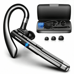 Headset Bluetooth 6.1 CVC8.0 Noise Cancelling In Ear Kopfhörer 100 Std | mit Dual Mikrofon LED Ladebox Zwei-Geräte-Verbindung Bluetooth Freisprech Kabellos Headset für Autofahren/Business/Büro Glanz Schwarz Angebot bei HelloDeals