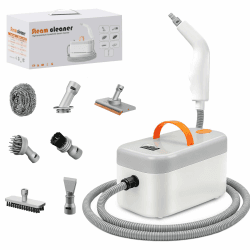 Dampfreiniger Handgerät 1200W Steam Cleaner |120°C in 15 Sek| 4.5 bar Druck | Handdampfreiniger für Küche Bad Auto Fugen Fenster, chemiefrei | 850ml Tank | 1.25m Kabel | 5 Bürsten Aufsätze Angebot bei HelloDeals