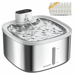 Trinkbrunnen Für Katze Kabellos, 3.5L katzenbrunnen Edelstahl, Drahtlos & Ultra-leise mit Sensor- und Zeitmodus, Batteriebetrieben für Katzen, leicht zu reinigen-W04 (Katzenbrunnen+8Filter) Katzenbrunnen+8 Filters Angebot bei HelloDeals