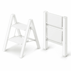 2 Stufen Leiter, Klappbarer Trittleiter mit Anti-Rutsch-Pedal | Tritthocker mit breitem Pedal, leichtes und dennoch stabiles Aluminiummaterial, 150 kg Tragkraft, Weiß Weiß 2 Stufen Angebot bei HelloDeals