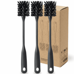 blackswedenhome Flaschenbürste lang - Hochwertige, langlebige Borsten - Modernes Design Flaschenreiniger Spülbürste Schwarz für Flaschen und Gläser 3 Stück | Schwarz Schwarz 3 Stück Angebot bei HelloDeals