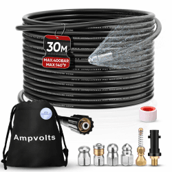 30 m Rohrreinigungsschlauch-Set mit 5 Düsen, Standardadapter | Arbeitsdruck 400 bar/5800 PSI, kompatibel mit Karcher K2 K3 K4 K5 K6 K7, für Rohre und Abflüsse. Karcher Standard Adapter 30M Angebot bei HelloDeals
