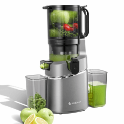 AMZCHEF Entsafter Slow Juicer - Entsafter Gemüse und Obst Testsieger | 135 mm XL-Einfüllöffnung 1,8 L Behälter, Auto-Reverse, Kaltpress-Entsafter für Obst und Gemüse mit Dreifach-Filter, Grau Dark Grey Angebot bei HelloDeals