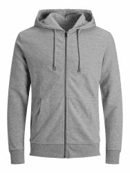 JACK & JONES Male Kapuzenjacke Einfarbig Kapuzenjacke | Zip Hoodie Sweatshirt XXL Light Grau Melange Angebot bei HelloDeals