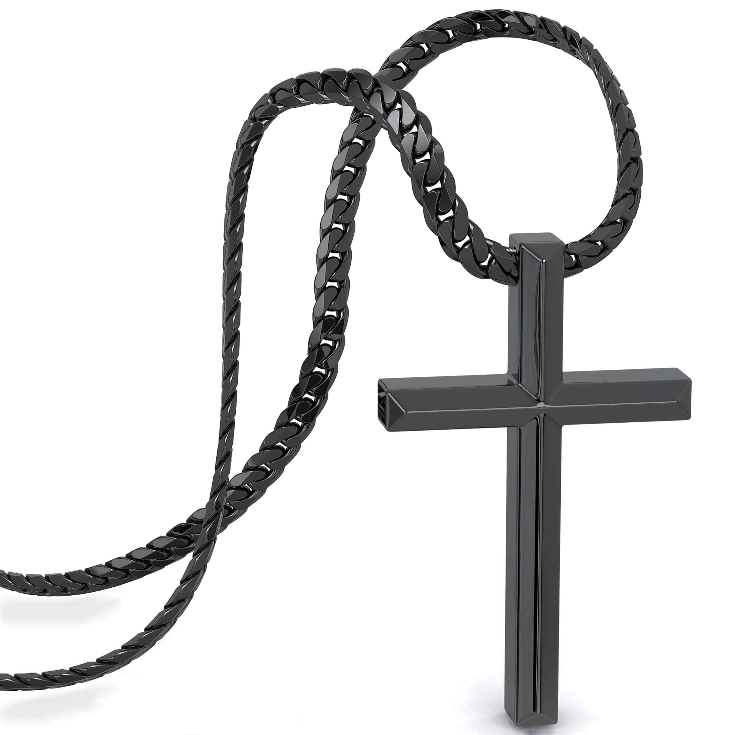 SERASAR Premium Halskette Herren [Loyal] | Rostfreier 316L Chirurgenstahl | Wasserfest | Stabile Panzerkette | Sicherer Verschluss | Drei Farben | Inklusive Schmuckschachtel 50cm Schwarz Angebot bei HelloDeals