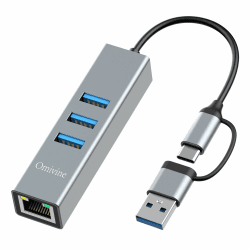 Omivine USB Ethernet Adapter, USB-C Hub mit 1000 Mbit/s RJ45 LAN Netzwerkadapter mit 3 USB 3.0 Anschlüssen für MacBook XPS Surface Pro Linux Chromebook usw 1 Gbps USB Hub Adapter Angebot bei HelloDeals
