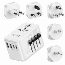 VYLEE Reiseadapter Weltweit, Universal Reisestecker, Steckdosenadapter | Typ G/D/A/I/C, Universal Reisestecker mit 2 USB A + 2 USB C,Universaladapter für USA UK Japan Malediven Sri Lanka,Weiß Angebot bei HelloDeals