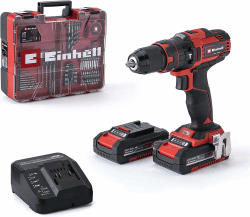 Einhell Akku-Schlagbohrschrauber-Set TE-CD 18/40 Li-i +64 (2x2,0 Ah) | PXC | 18 V | 40 Nm | 13-mm-Bohrfutter | 2-Gang | 21+1 Drehmomentstufen | 2x 2,0 Ah Akku & Ladegerät | 64-tlg. Zubehör mit Schlagfunktion 2x 2,0 Ah Akku Angebot bei HelloDeals