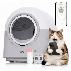 HHOLOVE Katzenklo Selbstreinigend Automatisch, Elektrische Katzentoilette mit App, Geruchskontrolle, Sicherheitssensoren, Gewichtsmonitor, 60L für 3–4 Katzen Grau Angebot bei HelloDeals