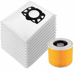 Awinker 12 Staubsaugerbeutel und 1 Filter für Kärcher KFI 357, WD2, WD 2 Plus, WD 3, KWD 1-3, SE 4001, SE 4002 Staubsauger Ersatzteile 2.863-314.0 (13) Angebot bei HelloDeals