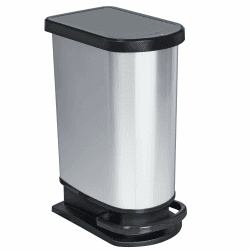 Rotho Paso Mülleimer Küche 50 L Tretmülleimer mit Deckel Soft-Close Silber Silber Metallic Angebot bei HelloDeals