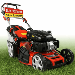 HECHT 5-in-1 Benzin Rasenmäher 5,5 PS Elektrostart 51 cm Rasenmäher Benzin Rot Angebot bei HelloDeals