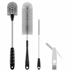 Flaschenbürste Flaschen Bürste und 3-in-1 Reinigungsbürste, Wasserflaschenreiniger langem Griff zum Reinigen von Schmalen Hälsen, Hydroflaschen, Trinkgläsern Babyflaschen 4 Stück Grau Angebot bei HelloDeals