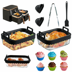 2 Stück Glas Auflaufform Airfryer Zubehör für Ninja, Spülmaschinenfest Angebot bei HelloDeals