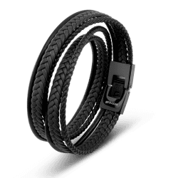 SERASAR Premium Leder Wickelarmband für Männer [Wrap] in Schwarz & Braun | Verschiedene Längen | Verschluss aus Edelstahl | Inklusive Schmuckschachtel | Tolles Geschenk für Männer 34cm Schwarz Angebot bei HelloDeals