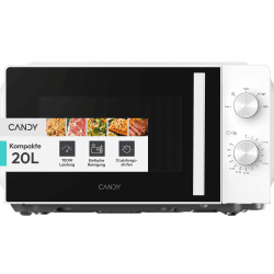Candy Mikrowelle freistehend bis 700 Watt, Mikrowellengerät mit Drehteller, 5 Leistungsstufen, 20 Liter, manuelle Drehreglersteuerung, Auftaufunktion, leicht zu reinigen, weiß Standard Angebot bei HelloDeals
