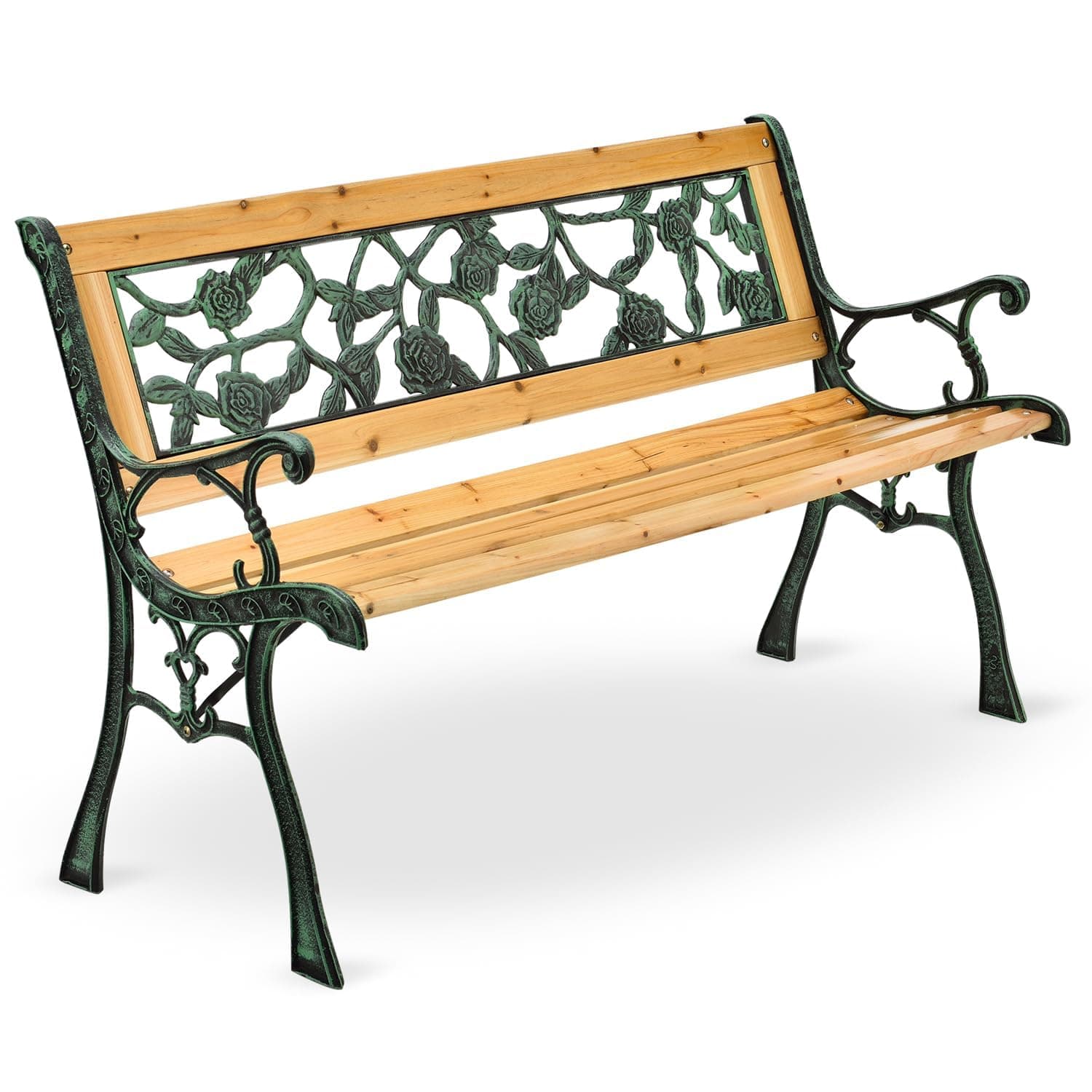 Juskys Gartenbank Venezia - 2-Sitzer Holzbank mit Armlehnen & Rückenlehne - wetterfeste Sitzbank 122x54x73 cm - Seitenelemente aus Gusseisen Modell "Venezia" Angebot bei HelloDeals