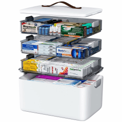 MOPUP vierlagige Medikamentenaufbewahrungsbox mit Tragegriff, multifunktionaler Medikamentenorganizer, Aufbewahrungsbox für die Hausapotheke, groß Fassungsvermögen (37 x 23 x 32 cm) 37*23*32cm Angebot bei HelloDeals