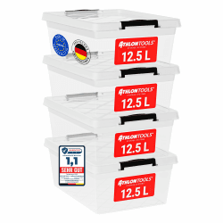 ATHLON TOOLS 4x 12.5 L Aufbewahrungsboxen mit Deckel, lebensmittelecht 12.5 L | 4er-Set Transparent Angebot bei HelloDeals