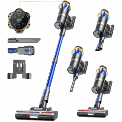 Akku Staubsauger Kabellos 45KPa/550W/65Min für Tierhaare/Teppiche/Hartböden Blau Angebot bei HelloDeals