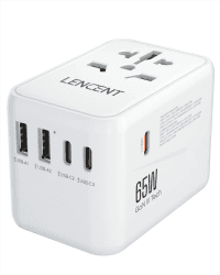 LENCENT Universeller Reiseadapter, GaN III 65W Internationales Ladegerät Weiß Angebot bei HelloDeals
