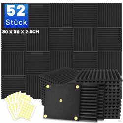 Focusound Akustikschaumstoff Schalldämmung, 30 X 30 X 2.5CM Schallschutz Schallschutzplatten Akustikpaneele, Hochdichte Akustikschaumstoff Wand, Schalldämmung für Tonstudio, Heimkino, 52 Stück Angebot bei HelloDeals