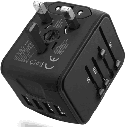 JMFONE Universal Reiseadapter Weltweit, Internationaler Steckdosenadapter mit 4 USB Ports & AC Steckdose 2500W, Travel Adapter für EU, USA, UK, Australien, 200+ Länder Angebot bei HelloDeals
