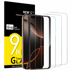 NEW'C 3 Stück für iPhone 17, 17 Pro, iPhone 16 Pro für Panzerglas (6,3 Zoll), Frei von Kratzern, 9H Härte, HD Displayschutzfolie, Ultra-klar, Ultrabeständig -Einfaches Installationswerkzeug enthalten 16 Pro 6,3 Zoll Transparente Angebot bei HelloDeals
