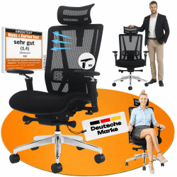 VALKENSTOL M8 Bürostuhl Ergonomisch TESTSIEGER für Grosse Menschen - stabil M8 Cloud (Schwarz) Angebot bei HelloDeals