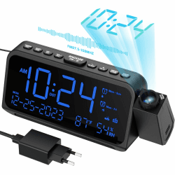 ROCAM Radiowecker mit Projektion, Projektionswecker für Schlafzimmer Blau Angebot bei HelloDeals