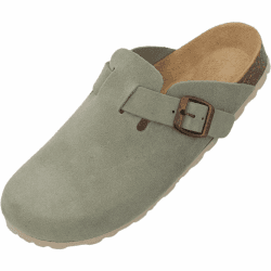 Palado Clogs Damen Kiel Premium Leather - bequeme Pantoletten Made in Spain - elegante Hausschuhe mit Kork-Fußbett - modische Sommerschuhe 38 EU Grün Angebot bei HelloDeals