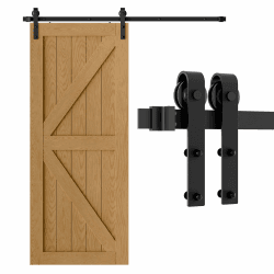 200CM/6.6FT Schiebetürbeschlag Schiebetürsystem Gleitschiene Holzschiebetür Schwarz Geeignet für individuelle Schiebetüren 200 CM Kit Angebot bei HelloDeals