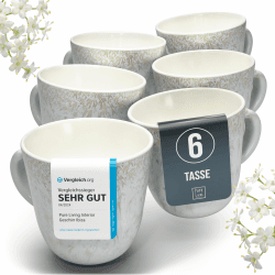 Steingut Kaffeetassen 6 Personen Ibiza TESTSIEGER, Traumhaftes Mediterranes Steingut Tassen Set, Stylisches Tee- und Kaffeebecher Set, Pure Living in Beige Beige Becher (435ml 6x) Angebot bei HelloDeals
