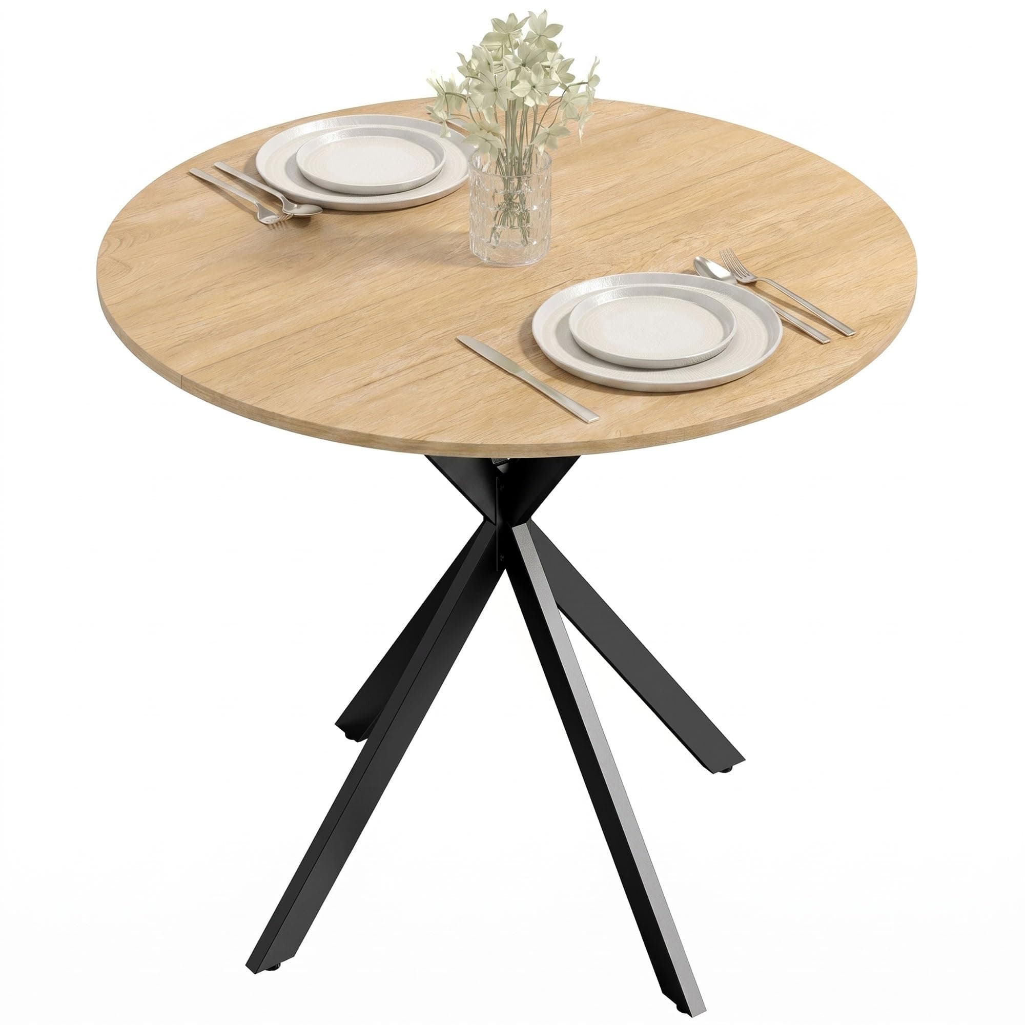 HOMCOM Esstisch für 2 Personen im Industriestil, Ø 80 cm, Eiche Eiche 80L x 80B x 75H cm Angebot bei HelloDeals