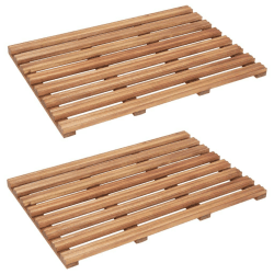 vidaXL 2X Akazienholz Massiv Badematte Wasserfest rutschfest Saunamatte Duschmatte Holzmatte Badvorleger Badezimmermatte Matte 56x37cm Angebot bei HelloDeals