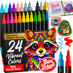 Artistro 24 Acrylstifte Dual-Tip Brush+Fein für Stein, Stoff, Holz & Glas Doppelspitze + Fein 24 Angebot bei HelloDeals